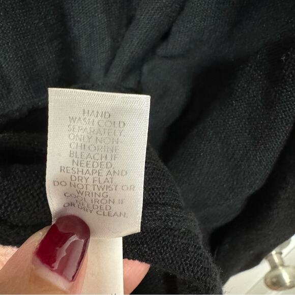 J.Jill Womens Solid Black Open Front Linen Blend Cardigan Sweater Size Large - Picture 5 of 10